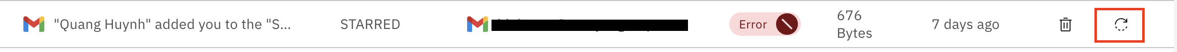 Bouton de réessai pour un fichier d'erreur spécifique