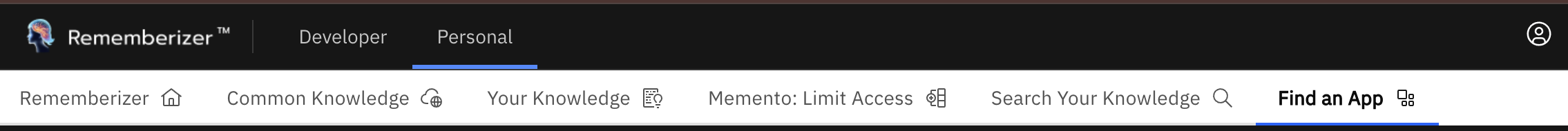 Barre de navigation parcourant la page du Répertoire d'applications