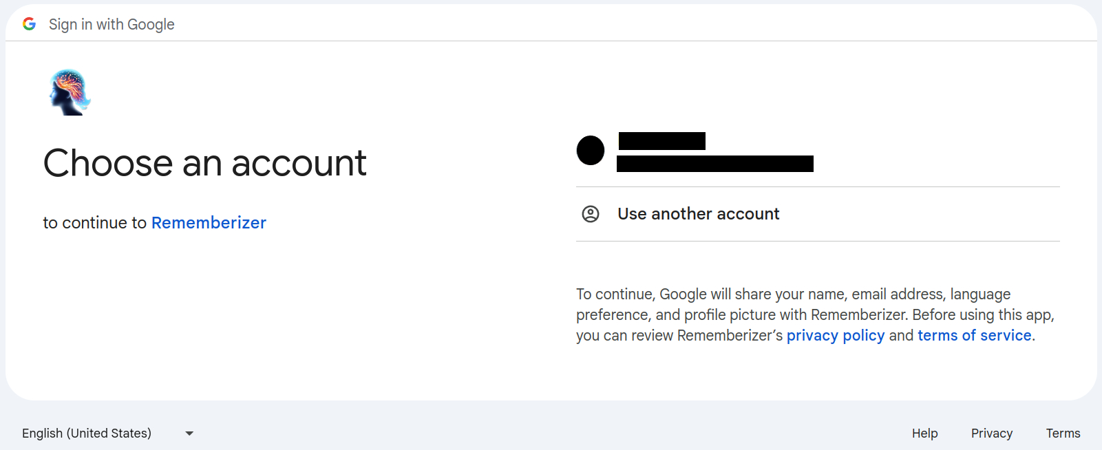 Sélection du compte Google