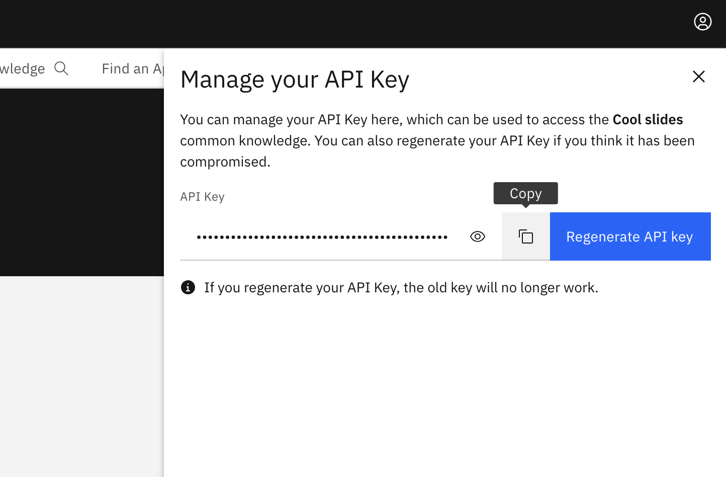 copier la clé API