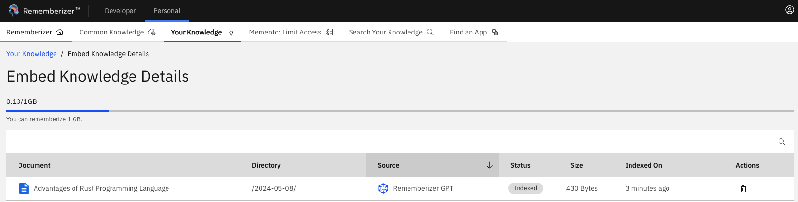 détails des connaissances intégrées